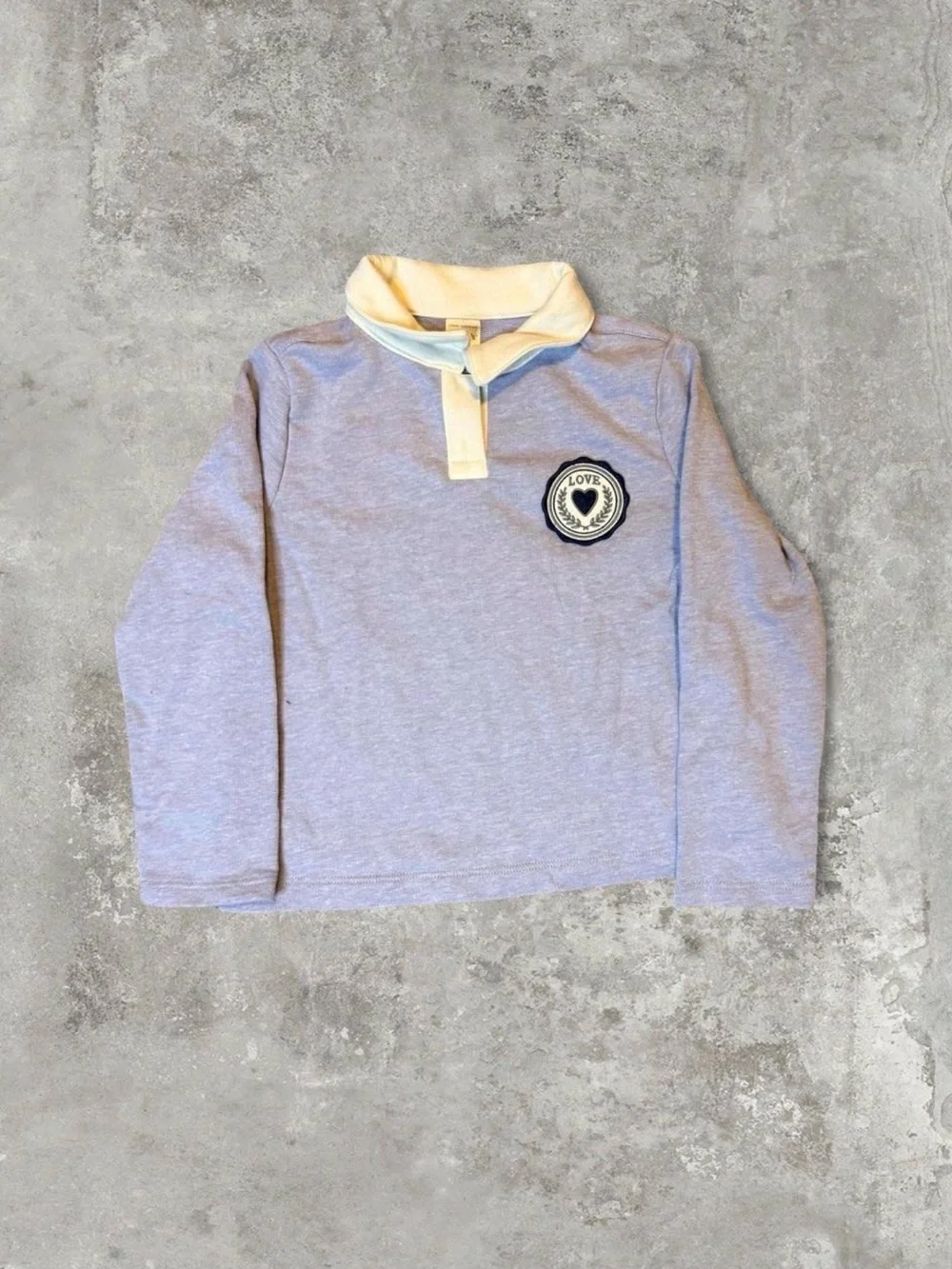 Carter's Light Blue Long-Sleeve Polo Top with Cream Collar